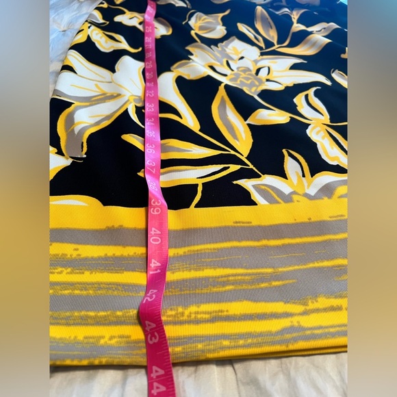 Phase 7 Seven sleeveless sheath dress size 10 Yellow Black floral midi EUC - Picture 8 of 12